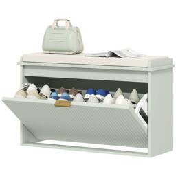 STILVORA Shoe Bench with Flip Drawer & Cushion Seat in Green - thumbnail 5