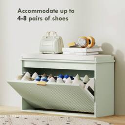 STILVORA Shoe Bench with Flip Drawer & Cushion Seat in Green - thumbnail 7