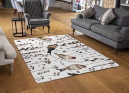 Benjamin Tate Design Goldfinches & Autumn Dry Plants Rug in Natural - Size: Large - thumbnail 2