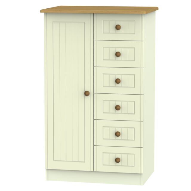 Ready Assembled 2 U Lancaster 1 Door 5 Drawer Childrens Wardrobe (Ready Assembled) in Cream