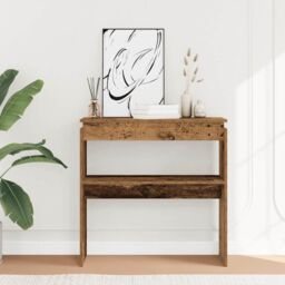 Berkfield Home Console Table Old Wood 80x30x80 cm Engineered Wood in Brown - Size: 80 x 30 x 80 cm - thumbnail 1