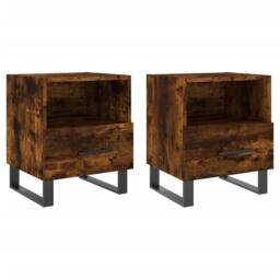 Berkfield Home Bedside Cabinets 2 pcs Smoked Oak 40x35x47.5 cm Engineered Wood in Brown - thumbnail 1