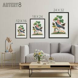"Artery8 Warbler Bird & Red Admiral Butterfly Bolton Framed Canvas Wall Art in White - Size: W12"" x H16""" - thumbnail 4