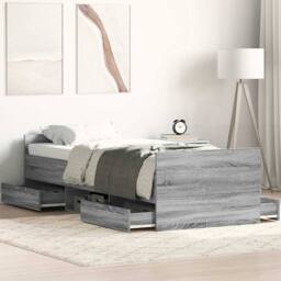 Berkfield Home Bed Frame with Headboard & Footboard Grey Sonoma 75x190 cm Smal… - Size: Small Single - thumbnail 2