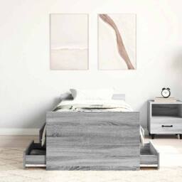 Berkfield Home Bed Frame with Headboard & Footboard Grey Sonoma 75x190 cm Smal… - Size: Small Single - thumbnail 3