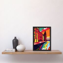 Artery8 Royal Albert Dock Liverpool Waterfront Pop Art Artwork Framed Wall Art Print A4 in Black - thumbnail 2