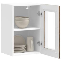 Berkfield Home Kitchen Wall Cabinet with Glass Door Kalmar Smoked Oak Engineered Wood in Brown - thumbnail 5
