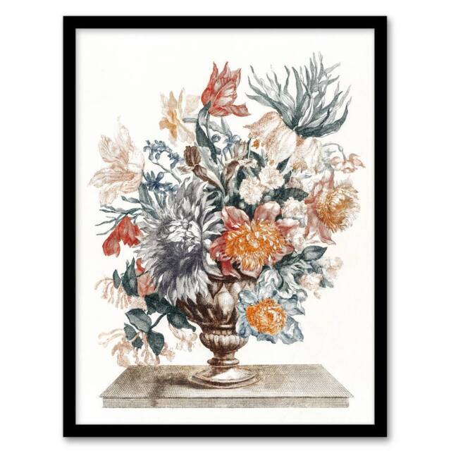 "Artery8 Stone Vase with Flower Bouquet Johan Teyler Framed Wall Art Print in White - Size: W12"" x H16""" - image 1