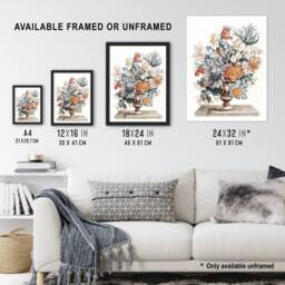 "Artery8 Stone Vase with Flower Bouquet Johan Teyler Framed Wall Art Print in White - Size: W12"" x H16""" - thumbnail 3