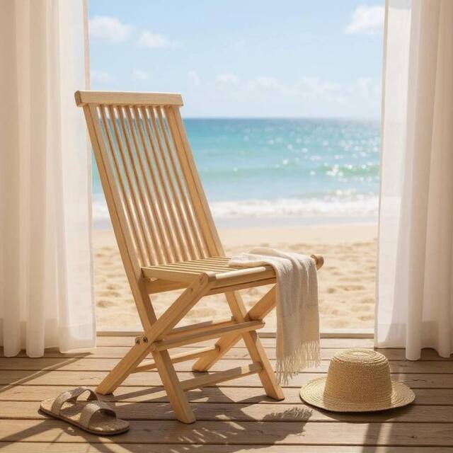 EONLION Garden Chair High Back Folding Chair in Brown - Size: 100 cm - image 1
