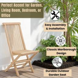 EONLION Garden Chair High Back Folding Chair in Brown - Size: 100 cm - thumbnail 3