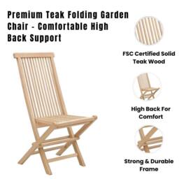 EONLION Garden Chair High Back Folding Chair in Brown - Size: 100 cm - thumbnail 4