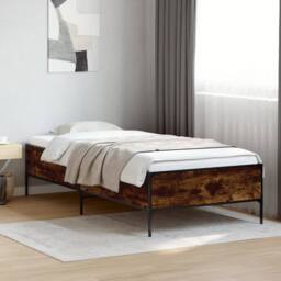 Berkfield Home Durable Bed Frame without Mattress Smoked Oak 75x190 cm Small Single in Brown - thumbnail 2