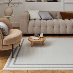 THE RUGS Carmel Bordered Area Rug Runner Soft Pile Living Room Bedroom in Grey - Size: 80 cm x 150 cm - thumbnail 8