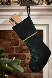 Dibor Luxury Green Knightsbridge Velvet Xmas Gift Christmas Stocking - Size: Medium