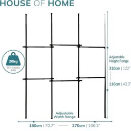 House of Home Telescopic Clothes Rail Triple Wardrobe Hanging Rack Adjustable Storage Black - thumbnail 2