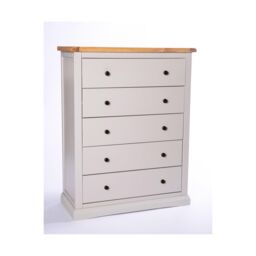 Cabinet Bits Loreo 5 Drawer Chest of Drawers Brass Knob in Light Grey - thumbnail 2