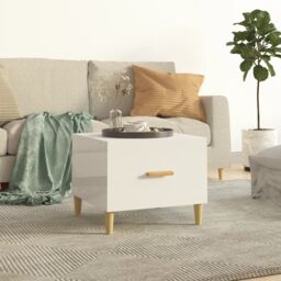 Berkfield Home Coffee Table High Gloss White 50x50x40 cm Engineered Wood - Size: 50 x 50 x 40 cm