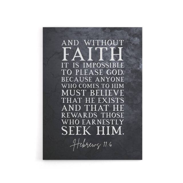 "Artery8 Hebrews 11 6 Without Faith It Is Bible Quote Canvas Wall Art Print in Grey - Size: W24"" x H32""" - image 1