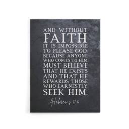 "Artery8 Hebrews 11 6 Without Faith It Is Bible Quote Canvas Wall Art Print in Grey - Size: W24"" x H32""" - thumbnail 1