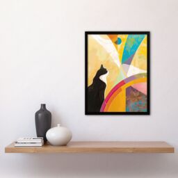 "Artery8 Tuxedo Cat Lover Hilma Rainbow Abstract Design Framed Art Print - Size: W12"" x H16""" - thumbnail 4
