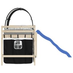 Berkfield Home Curtains for Loft Bed with Tunnel White & Black Polyester - thumbnail 6
