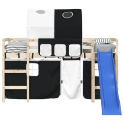 Berkfield Home Curtains for Loft Bed with Tunnel White & Black Polyester - thumbnail 5