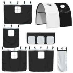 Berkfield Home Curtains for Loft Bed with Tunnel White & Black Polyester - thumbnail 3