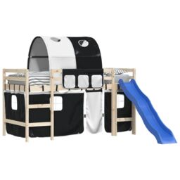 Berkfield Home Curtains for Loft Bed with Tunnel White & Black Polyester - thumbnail 4