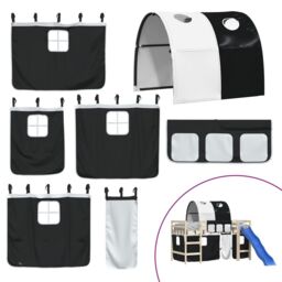 Berkfield Home Curtains for Loft Bed with Tunnel White & Black Polyester - thumbnail 2