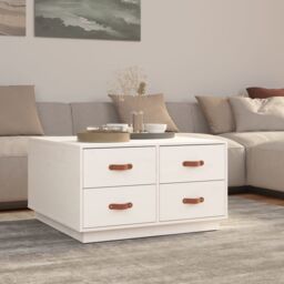 Berkfield Home Coffee Table White 80x80x45 cm Solid Wood Pine - Size: 80 x 80 x 45 cm - thumbnail 1