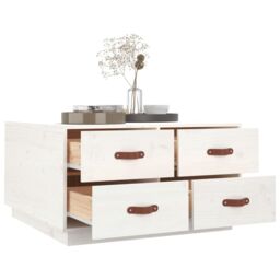 Berkfield Home Coffee Table White 80x80x45 cm Solid Wood Pine - Size: 80 x 80 x 45 cm - thumbnail 5