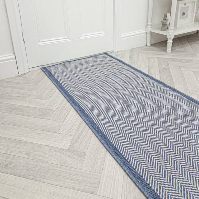 runrug Carpet Runner Rug - Indoor/Outdoor, Reversible, 2mm - 'Illusion' in Blue - Size: 60 cm x 390 cm - image 1