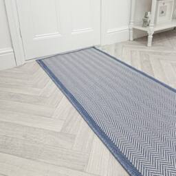 runrug Carpet Runner Rug - Indoor/Outdoor, Reversible, 2mm - 'Illusion' in Blue - Size: 60 cm x 390 cm - thumbnail 1