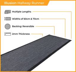 runrug Carpet Runner Rug - Indoor/Outdoor, Reversible, 2mm - 'Illusion' in Blue - Size: 60 cm x 390 cm - thumbnail 2