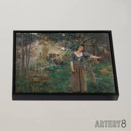 "Artery8 Bastien Lepage Joan Of Arc Painting Framed Canvas Wall Art Print in Green - Size: W12"" x H16""" - thumbnail 2
