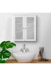 Teamson Home Bathroom Connor Wall Cabinet With 2 Glass Doors White - thumbnail 2