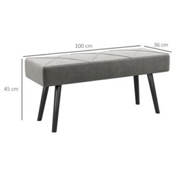 EONLION Upholstered End of Bed Bench with Steel Legs, Grey - thumbnail 2