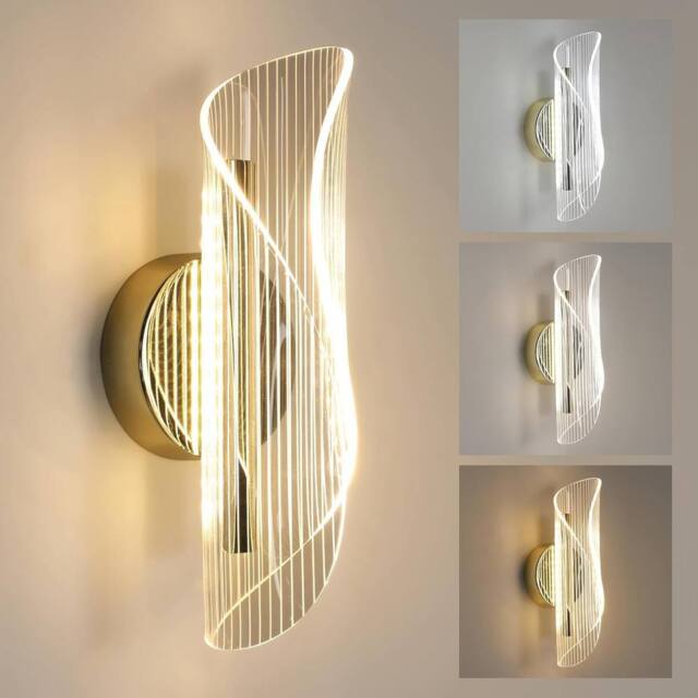 Goeco Indoor LED Wall Light, 16 W Modern Tri-Colour Wall Light, Gold - image 1