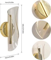 Goeco Indoor LED Wall Light, 16 W Modern Tri-Colour Wall Light, Gold - thumbnail 3