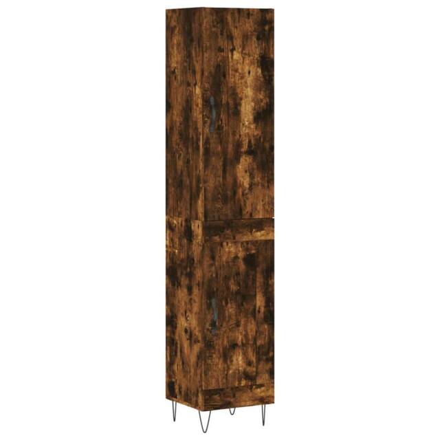 Berkfield Home Highboard Smoked Oak 34.5x34x180 cm Engineered Wood in Brown - image 1