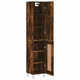 Berkfield Home Highboard Smoked Oak 34.5x34x180 cm Engineered Wood in Brown - thumbnail 4