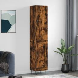 Berkfield Home Highboard Smoked Oak 34.5x34x180 cm Engineered Wood in Brown - thumbnail 2
