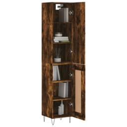 Berkfield Home Highboard Smoked Oak 34.5x34x180 cm Engineered Wood in Brown - thumbnail 3