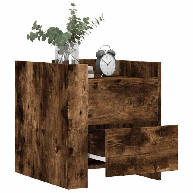 Berkfield Home Decorative Bedside Cabinet Smoked Oak 45x50x50 cm Engineered Wood in Brown - Size: 45 x 50 x 50 cm - image 1