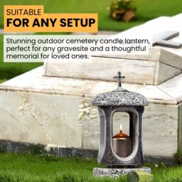 Novecrafto Round Granite Memorial Lantern Grave Ornaments for Garden or Cemetery in Grey - thumbnail 8