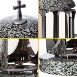 Novecrafto Round Granite Memorial Lantern Grave Ornaments for Garden or Cemetery in Grey - thumbnail 9