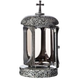 Novecrafto Round Granite Memorial Lantern Grave Ornaments for Garden or Cemetery in Grey - thumbnail 1