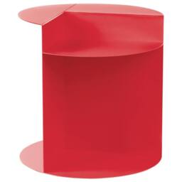 Wyld and Coco Red Round Geometric Iron Side Table with Open Side and Built-In Shelf - thumbnail 2