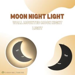 Marco Paul Kids Moon Night Light Bedroom Baby Nursery Decor White Wooden Wall Lamp Gift - thumbnail 5